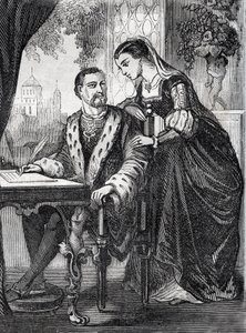 Portrait du roi de France Henri II (1519-1559) et de Diane de Poitiers (1499-1566) - gravure