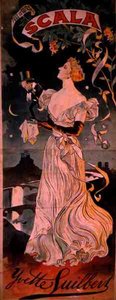 Affiche publicitaire pour une performance de Yvette Guilbert, au Scala, Paris - French School
