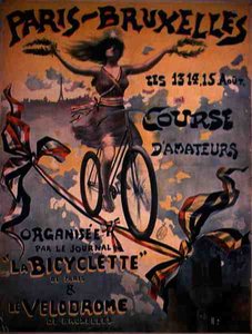 Affiche publicitaire pour la course cycliste amateur de Paris à Bruxelles