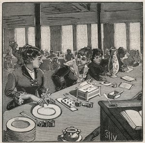 Poterie : atelier de peinture sur porcelaine au XIXe siècle en France. Gravure de 1880 dans « Les arts et métiers illustrés » par Adolphe Bitard. - French School