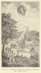 Première expérience exécutée à Annonay (le 5 juin 1783) (gravure) - French School