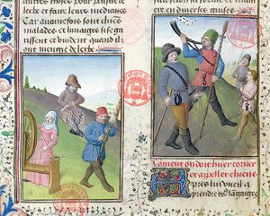 Préparation des filets pour la chasse, du Livre de la Chasse par Gaston Phébus de Foix