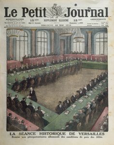 Présentation des conditions de paix alliées aux délégués allemands le 7 mai 1919 à Versailles, couverture de Le Petit Journal, 25 mai 1919