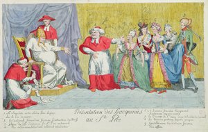 Présentation des juments au Saint-Père, caricature de l