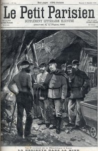 Le président de la République française Félix Faure visite les mines de Lens en décembre 1898. Couverture du journal "Le petit Parisien".