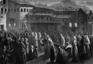 Procession des Pénitents de Confalais, fête religieuse du sud de la France à Puy-en-Velay, Haute-Loire (43)