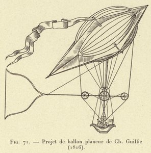 Projet de ballon planeur de Ch Guillie (1816) - French School