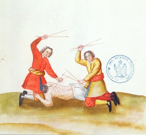 Punition avec des bâtons, de Voyage en Russie, 1731
