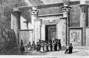 Pythagore (c.580-500 av. J.-C.) avec les prêtres égyptiens - French School
