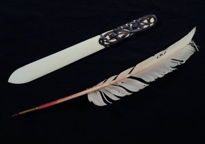 Plume et coupe-papier appartenant à Claude Monet (1840-1926) 19e-20e siècle - French School