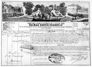Reçu émis par la Compagnie du Canal du Midi pour le transport de marchandises de Bordeaux à Béziers, 1857 - French School