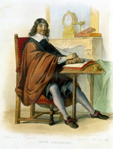 René Descartes écrivant - dans « Le Plutarque français », par Mennechet