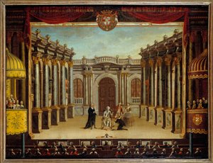 Représentation du "Malade Imaginaire" de Jean Baptiste Poquelin dit Molière (1622-1673) au Théâtre de Minorque, Espagne ; vue de la scène