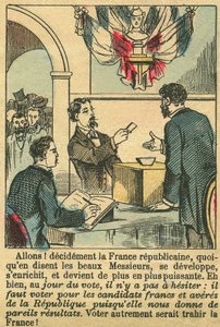 La France républicaine méritait le vote des Français. Gravure, dans « Le Figaro, supplément », le 30/03/1889, Paris. Coll. Selva. - French School