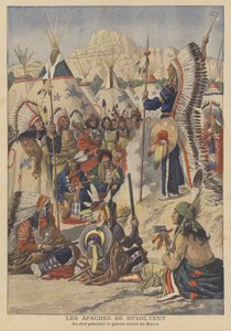 Révolte des Apaches en Arizona (lithographie couleur)