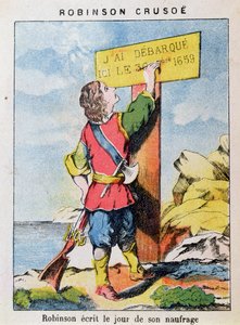 Robinson Crusoé écrit la date du naufrage - French School