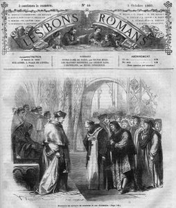 Roman feuilleton : "Notre Dame de Paris" par Victor Hugo (1802-1885). Gravure dans "Les bons romans"
