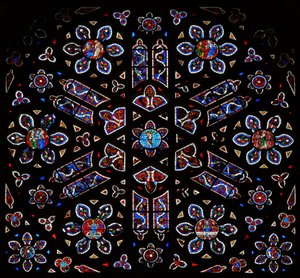 Rosace avec la Crucifixion entourée de scènes de la Résurrection - French School