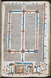 Scène de bas-de-page de communiants à une messe, vers 1300-40