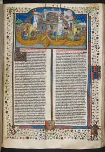 Royal MS 15 E VI, f.207 Miniature de navires assiégeant Corunna, de 