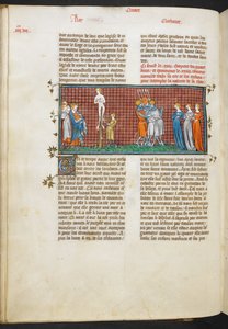 Royal MS 16 G. VI, Mort de Romhilda, les filles de Romhilda sauvant leur honneur (Livre 4, 24), des Grandes Chroniques de France - French School