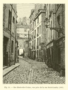 Rue Haute-des-Ursins; vue prise de la rue Saint-Landry, 1865