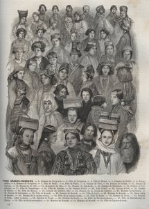 Russie - différents types de Grands Russes - 1 : femme de Novgorod - 2 : fille de Novgorod - 3 : fille de Psokv - 4 : femme de Psokv - 5 : Novgorodien - 6 : homme de Novgorod - 7 : femme de Psokv - 8 : fille de Psokv - 9 : femme de Tver - 10 : femme de Toy - French School