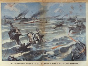Désastre naval russe pendant la bataille de Tsushima en 1905, illustration de Le Petit Parisien, 2 juillet 1906