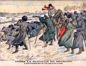 Guerre russo-japonaise - Après la bataille de Moukden Le commandant russe, le général Kouropatkine, ordonnant la retraite de son armée. Guerre russo-japonaise (1904-1905) - Après la bataille de Moukden. Le général Kouropatkine ordonne à ses troupes de batt - French School