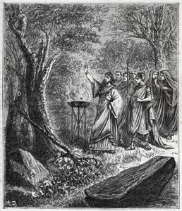 STRUFERTARI (fête dans la Rome antique pour purifier les arbres frappés) - Gravure dans "Les sciences à la portée de tous - physique et chimie populaires" par Alexis Clerc - Fin du XIXe siècle. Collection privée.
