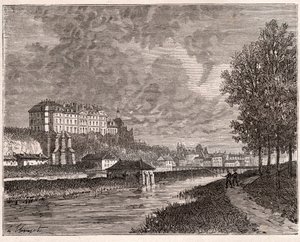 Sablé-sur-Sarthe - gravure dans "La France illustrée: géographie, histoire, administration statistique" par V.A. Malte-Brun. 1884