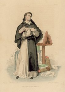 Saint Bernard (gravure en couleur) - French School