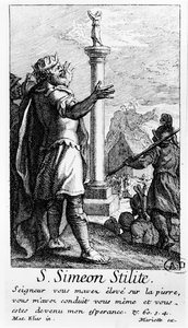 Saint Siméon le Stylite sur sa colonne - French School
