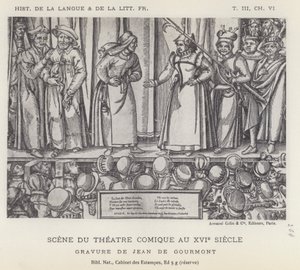 Scène du théâtre comique au XVIe siècle - French School