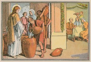 Scène de la vie de Jésus (gravure en couleur)