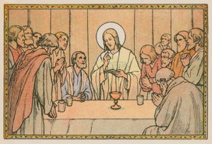 Scène de la vie de Jésus (gravure en couleur) - French School
