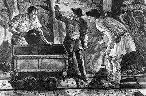 Scène dans une mine de charbon, illustration de Germinal par Émile Zola (1840-1902), 1886
