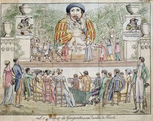Scène du dîner de Gargantua avec public, attraction du jardin de Tivoli, c. 1805 - French School