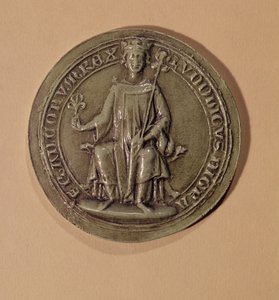 Sceau de Louis IX (1214-70) tenant un sceptre et une fleur de lys, vers 1252 - French School