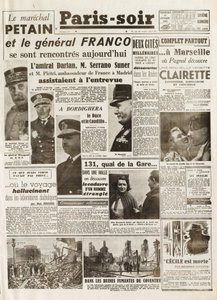 Seconde Guerre mondiale (1939-1945) - Seconde Guerre mondiale (WWII ou WW2) : PARIS SOURCE [No. 237] du 14/02/1941 - Rencontre entre LE MARÉCHAL PÉTAIN et LE GÉNÉRAL FRANCO - - French School