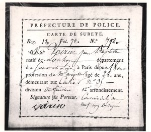 Carte de sécurité, 1808