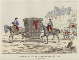 Chaise à porteurs tirée par des chevaux, règne de Louis XIV de France, 1715