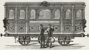 Service des Postes - vue extérieure du bureau ambulant - Gravure dans « Tableau de Paris » par Edmond Texier 1852