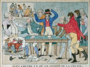 Sept contre un, ou le Comité de la Vaccine, vers 1800 - French School
