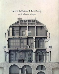 Section transversale à travers le centre du Château de Petit-Bourg, montrant le salon