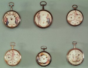 Six montres de poche décorées de symboles révolutionnaires - French School