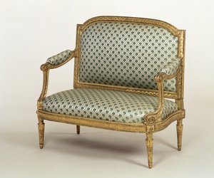 Petite banquette Louis XVI, estampillée par J.P. Boulard, vers 1775