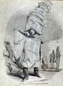 Petit métier parisien : le marchand ou crieur de journaux ambulants.