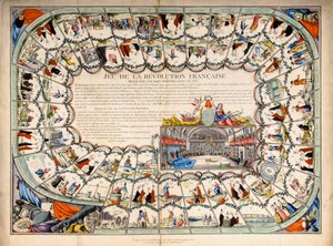 Jeu de serpents et échelles basé sur la Révolution française, 1791 - French School