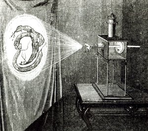 Microscope solaire, de Les Grandes Inventions Anciennes et Modernes par Louis Figuier (1819-94), Paris, 1861